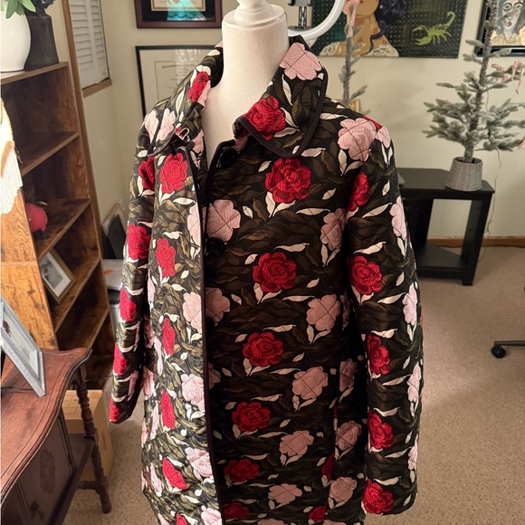 kate spade Jackets & Blazers - kate spade Floral Pea Coat - Red, Pink, and Green